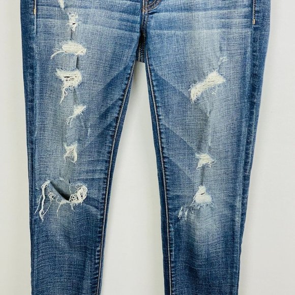 AE American Eagle Womens 6 R Jegging Super Stretch Destroyed Whiskered Jeans - Picture 3 of 9